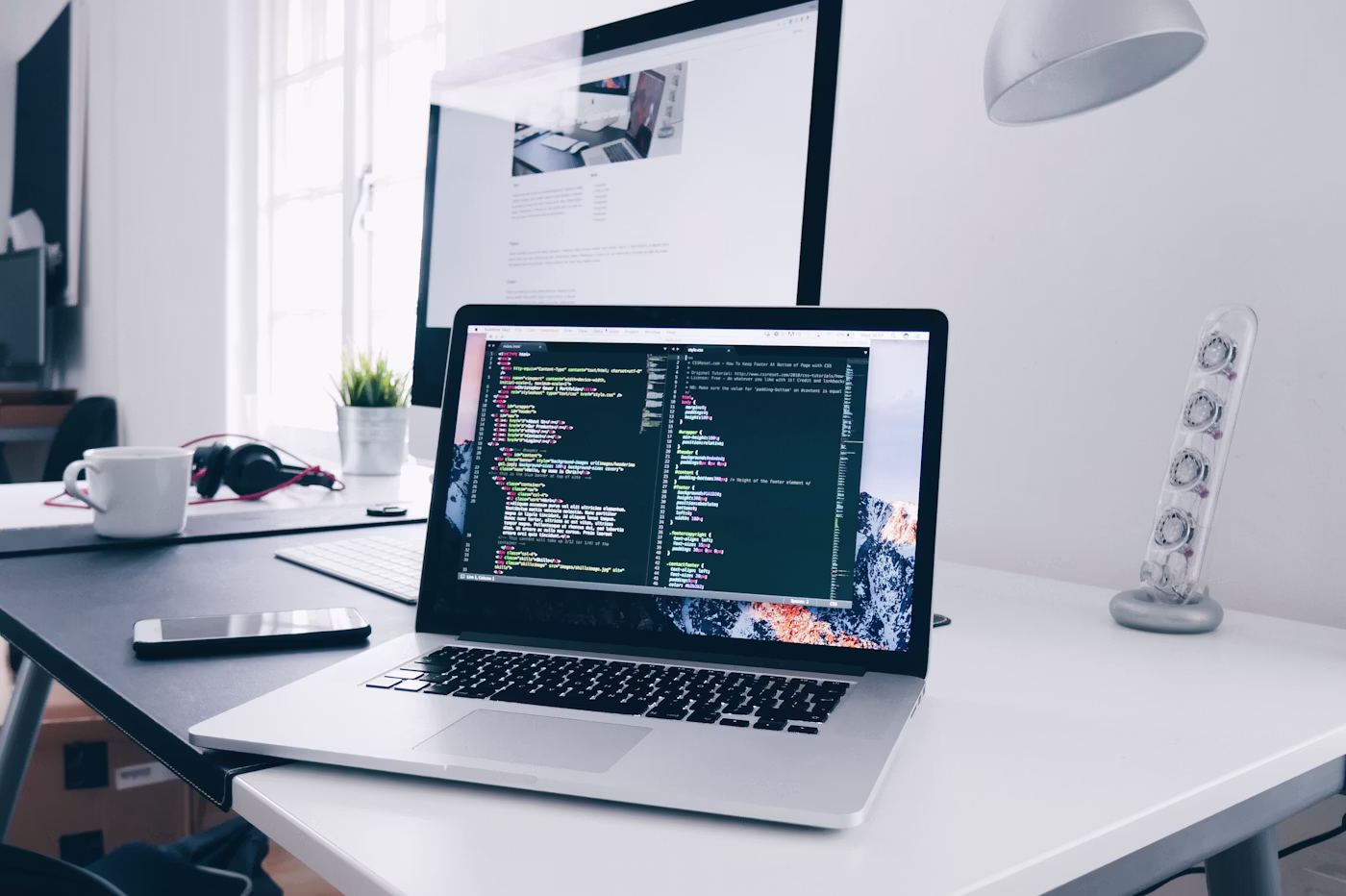 Modern website design and development workspace