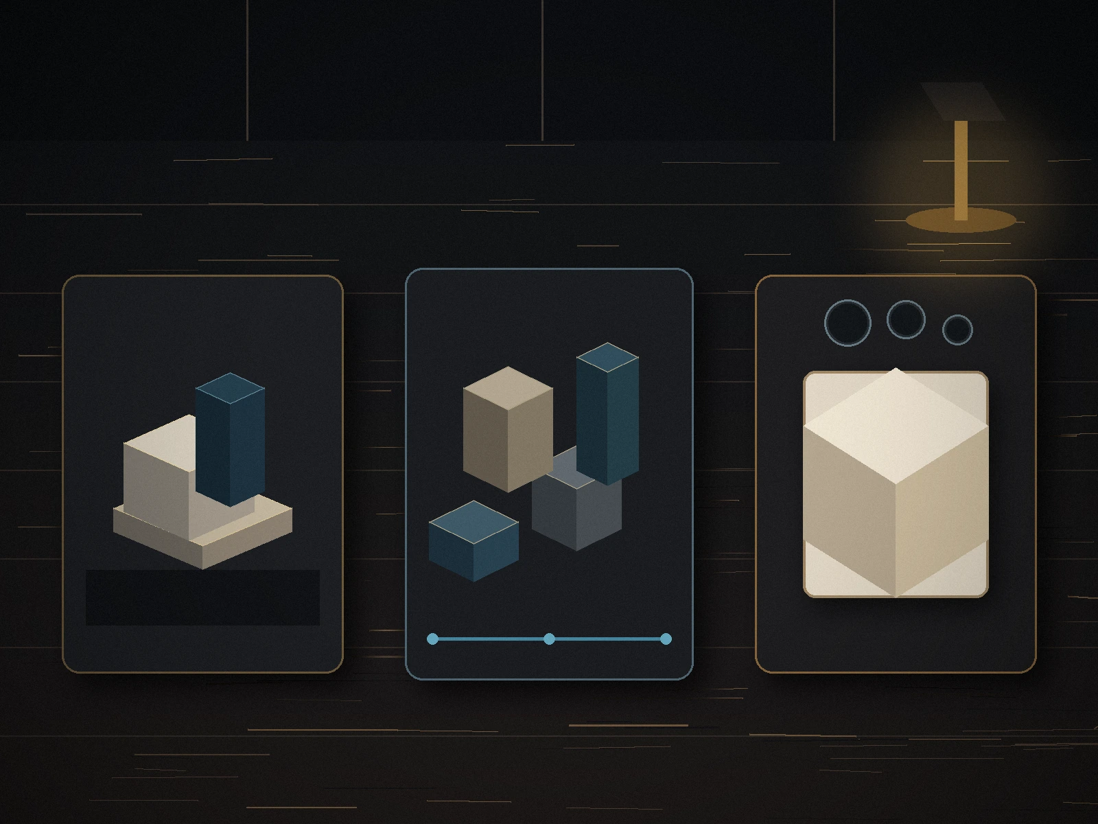 Three physical website-platform paths representing custom-coded, WordPress, and e-commerce approaches